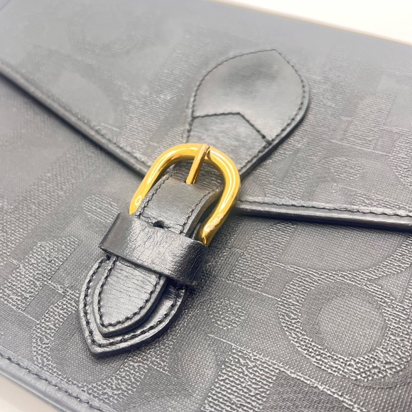 Authentic Christian DIOR Vintage Black PVC x Leather Clutch